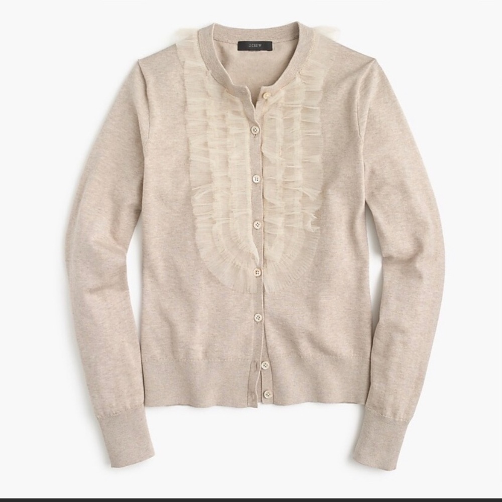 NWT J.Crew Cotton Jackie Cardigan with Tulle
